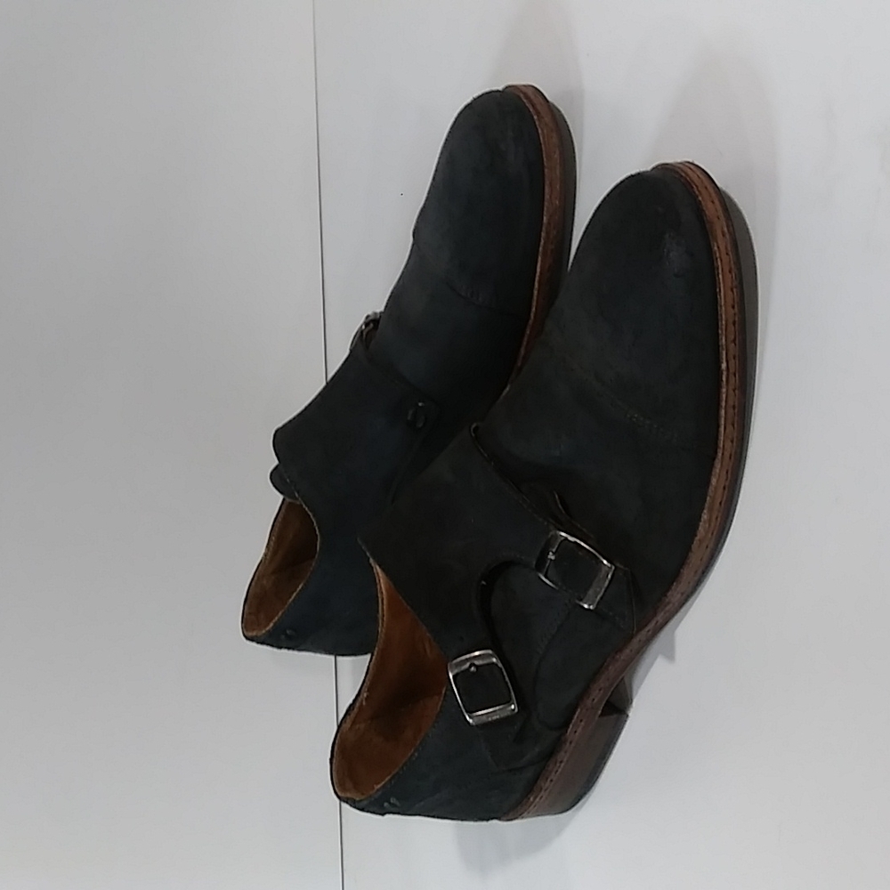 John Varvatos Sid Eva Monk dbl strap leather suede oxfords gray
